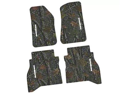 Factory Floorpan Fit Tire Tread/Scorched Earth Scene Front and Rear Floor Mats with White Mojave Insert; Rugged Woods (20-25 Jeep Gladiator JT)