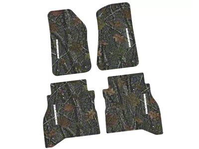 Factory Floorpan Fit Tire Tread/Scorched Earth Scene Front and Rear Floor Mats with White Rubicon Insert; Rugged Woods (20-25 Jeep Gladiator JT)