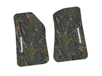 Factory Floorpan Fit Tire Tread/Scorched Earth Scene Front Floor Mats with White Gladiator Insert; Rugged Woods (20-25 Jeep Gladiator JT)