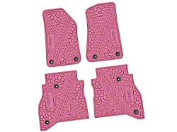 Factory Floorpan Fit Tire Tread/Scorched Earth Scene Front and Rear Floor Mats with JEEP Wave Insert; Pink (20-25 Jeep Gladiator JT)