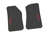 Factory Floorpan Fit Tire Tread/Scorched Earth Scene Front Floor Mats with Red Rubicon Insert; Black (20-25 Jeep Gladiator JT)
