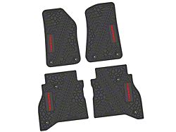 Factory Floorpan Fit Tire Tread/Scorched Earth Scene Front and Rear Floor Mats with Red Gladiator Insert; Black (20-26 Jeep Gladiator JT)