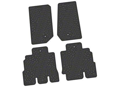 Factory Floorpan Fit Tire Tread/Scorched Earth Scene Front and Rear Floor Mats; Black (07-13 Jeep Wrangler JK 4-Door)