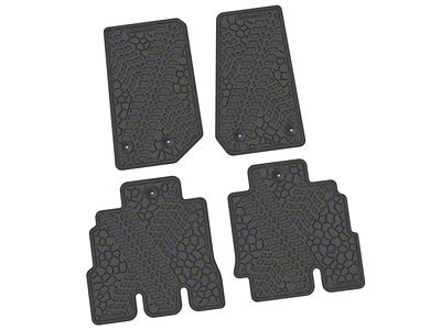 Factory Floorpan Fit Tire Tread/Scorched Earth Scene Front and Rear Floor Mats; Black (14-18 Jeep Wrangler JK 4-Door)