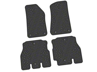Factory Floorpan Fit Tire Tread/Scorched Earth Scene Front and Rear Floor Mats; Black (18-25 Jeep Wrangler JL 4-Door, Excluding 4xe)