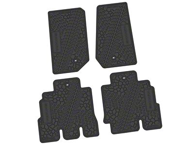 Factory Floorpan Fit Tire Tread/Scorched Earth Scene Front and Rear Floor Mats with Sahara Insert; Black (07-13 Jeep Wrangler JK 4-Door)