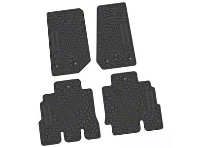 Factory Floorpan Fit Tire Tread/Scorched Earth Scene Front and Rear Floor Mats with Sahara Insert; Black (14-18 Jeep Wrangler JK 4-Door)