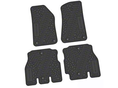 Factory Floorpan Fit Tire Tread/Scorched Earth Scene Front and Rear Floor Mats with Sahara Insert; Black (18-25 Jeep Wrangler JL 4-Door, Excluding 4xe)
