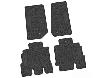 Factory Floorpan Fit Tire Tread/Scorched Earth Scene Front and Rear Floor Mats with Wrangler Insert; Black (14-18 Jeep Wrangler JK 4-Door)