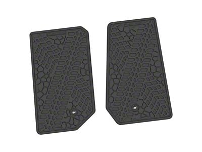 Factory Floorpan Fit Tire Tread/Scorched Earth Scene Front Floor Mats; Black (07-13 Jeep Wrangler JK 2-Door)
