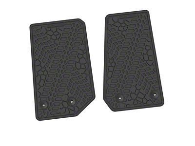Factory Floorpan Fit Tire Tread/Scorched Earth Scene Front Floor Mats; Black (14-18 Jeep Wrangler JK 2-Door)