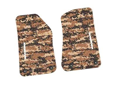 Factory Floorpan Fit Tire Tread/Scorched Earth Scene Front Floor Mats with White Mojave Insert; Cyberflage Camouflage (18-25 Jeep Wrangler JL 2-Door)