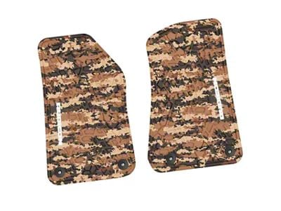 Factory Floorpan Fit Tire Tread/Scorched Earth Scene Front Floor Mats with White Rubicon Insert; Cyberflage Camouflage (18-25 Jeep Wrangler JL 2-Door)