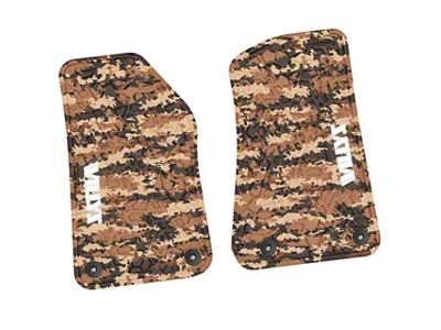 Factory Floorpan Fit Tire Tread/Scorched Earth Scene Front Floor Mats with White Willys Insert; Cyberflage Camouflage (18-25 Jeep Wrangler JL 2-Door)