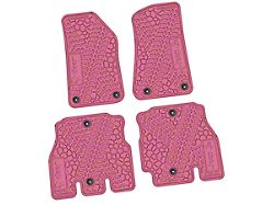 Factory Floorpan Fit Tire Tread/Scorched Earth Scene Front and Rear Floor Mats with JEEP Wave Insert; Pink (18-25 Jeep Wrangler JL 4-Door, Excluding 4xe)
