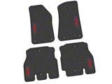 Factory Floorpan Fit Tire Tread/Scorched Earth Scene Front and Rear Floor Mats with Red JEEP Insert; Black (18-26 Jeep Wrangler JL 4-Door, Excluding 4xe)