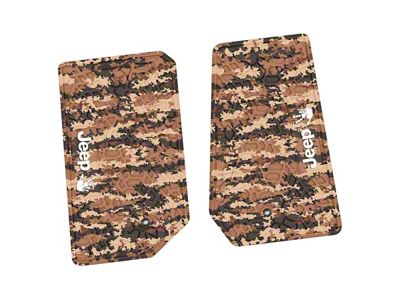 Factory Floorpan Fit Tire Tread/Scorched Earth Scene Front Floor Mats with White JEEP Wave Insert; Cyberflage Camouflage (07-13 Jeep Wrangler JK 2-Door)