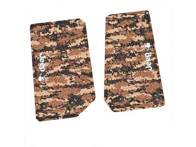 Factory Floorpan Fit Tire Tread/Scorched Earth Scene Front Floor Mats with White JEEP Wave Insert; Cyberflage Camouflage (14-18 Jeep Wrangler JK 2-Door)