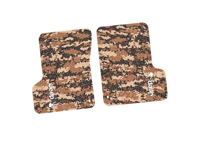 Factory Floorpan Fit Tire Tread/Scorched Earth Scene Front Floor Mats with White JEEP Wave Insert; Cyberflage Camouflage (97-06 Jeep Wrangler TJ)