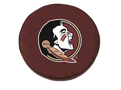 Florida State University Head Spare Tire Cover; Burgundy (66-18 Jeep CJ5, CJ7, Wrangler YJ, TJ & JK)