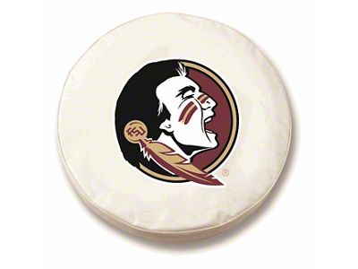 Florida State University Head Spare Tire Cover; White (66-18 Jeep CJ5, CJ7, Wrangler YJ, TJ & JK)