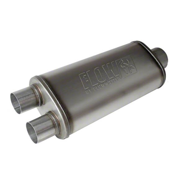 Flowmaster FlowFX Center/Dual Out Oval Muffler; 3.50Inch / 2.50