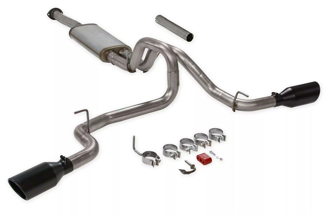Flowmaster FlowFX Dual Exhaust System with Black Tips; Side Exit