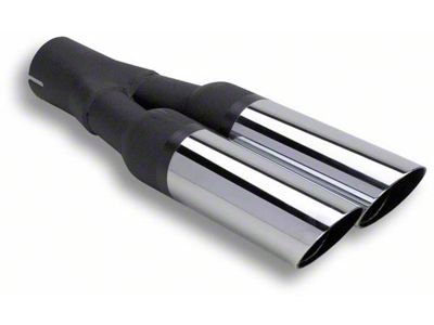 Flowtech Terminator Slash Cut Dual Exhaust Tip; Polished Triple Chrome Plated (Fits 2.25-Inch Tail Pipe)