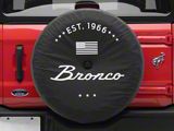 Ford 32-Inch Spare Tire Cover with Bronco 66 Logo; Black (21-25 Bronco)