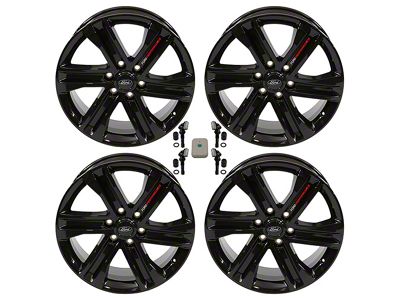 Ford Performance Six Spoke Gloss Black 6-Lug 4-Wheel Kit with TPMS Sensors; 20x8.5; 44mm Offset (22-25 Bronco Raptor)