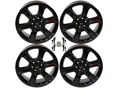 Ford Performance Six Spoke Gloss Black 6-Lug 4-Wheel Kit with TPMS Sensors; 22x9.5; 44mm Offset (22-25 Bronco Raptor)