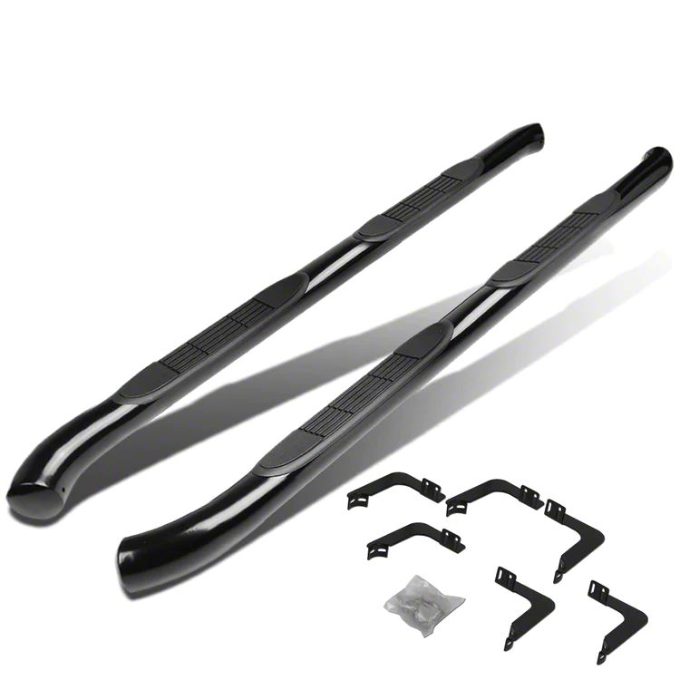 Frontier 3-Inch Round Side Step Bars; Black (05-21 Frontier King Cab ...