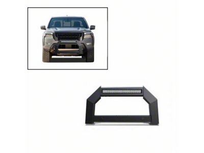 Armour Bull Bar with 20-Inch LED Light Bar; Black (22-25 Frontier)