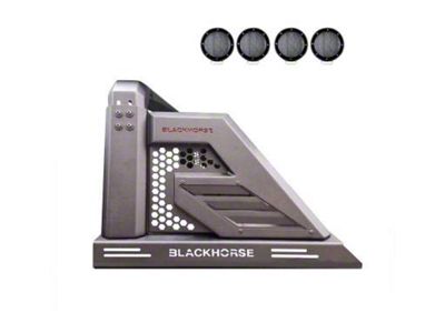 Armour II Roll Bar with 5.30-Inch Black Round Flood LED Lights; Black (05-21 Frontier)