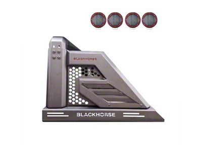 Armour II Roll Bar with 5.30-Inch Red Round Flood LED Lights; Black (05-21 Frontier)