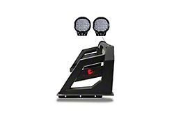 Armour Roll Bar with 9-Inch Black Round LED Lights; Black (05-21 Frontier)