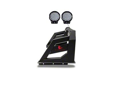 Armour Roll Bar with 9-Inch Black Round LED Lights; Black (05-21 Frontier)