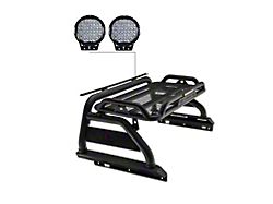 Atlas Roll Bar with 9-Inch Black Round LED Lights for Tonneau Cover; Black (22-25 Frontier)