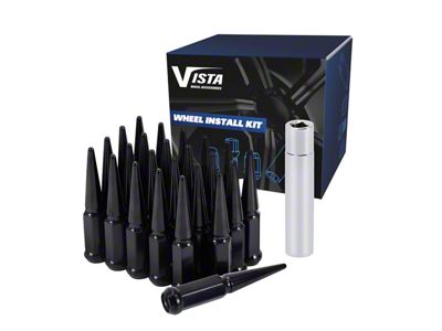 Black Spike Lug Nuts; M12x1.25; Set of 24 (05-26 Frontier)