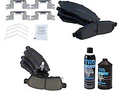 Ceramic Brake Pads with Brake Fluid and Cleaner; Front and Rear (05-21 Frontier)
