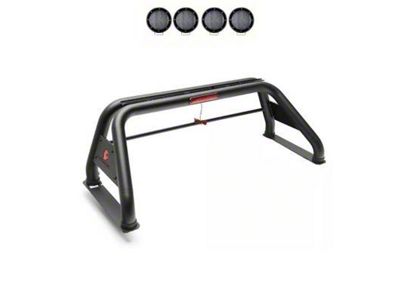 Classic Roll Bar with 5.30-Inch Black Round Flood LED Lights; Black (05-21 Frontier)
