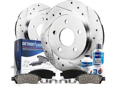 Drilled and Slotted 6-Lug Brake Rotor, Pad, Brake Fluid and Cleaner Kit; Front (05-25 V6 Frontier)