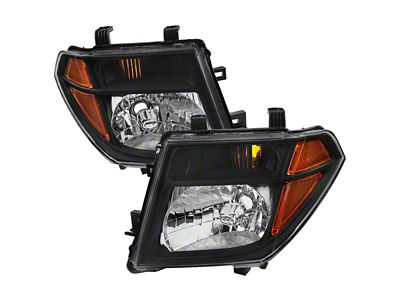 Factory Style Headlights with Amber Reflectors; Matte Black Housing; Clear Lens (05-08 Frontier)