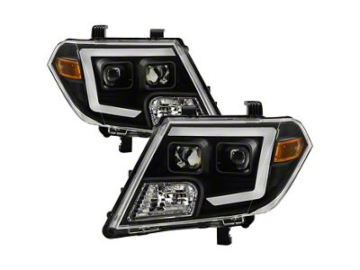 Light Bar DRL Headlights; Black Housing; Clear Lens (09-21 Frontier)