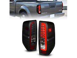 Light Bar LED Tail Lights; Black Housing; Smoked Lens (05-21 Frontier)