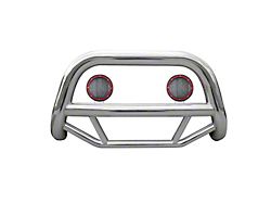 Max Bull Bar with 5.30-Inch Red Round Flood LED Lights; Stainless Steel (05-21 Frontier)