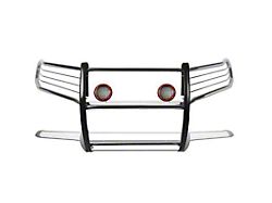 Modular Grille Guard with 5.30-Inch Red Round Flood LED Lights; Stainless Steel (05-21 Frontier)