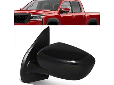 OE Style Powered Heated Mirror; Driver Side; Paintable Black (22-26 Frontier w/ Blind Spot Monitoring & w/o Intelligent Around View System)