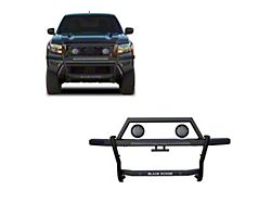 Rambler Grille Guard with 30-Inch LED Light Bar and 5.30-Inch Black Round Flood LED Lights; Matte Black (22-26 Frontier)
