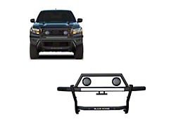 Rambler Grille Guard with 5.30-Inch Black Round Flood LED Lights; Matte Black (22-26 Frontier)
